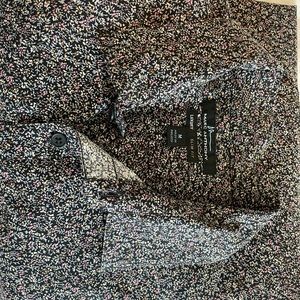 Marc Anthony l sleeve shirt black w flowers